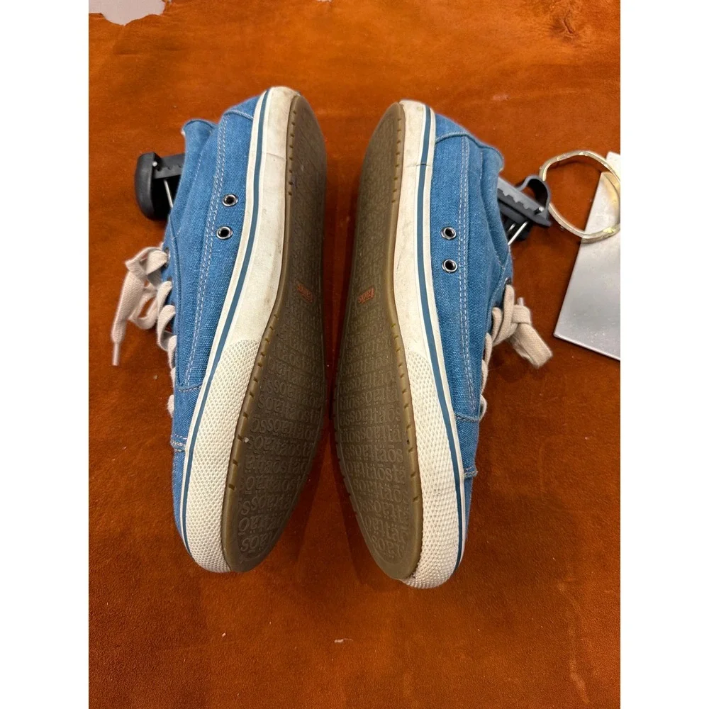 Taos Star Blue Canvas Denim Lace Up Sneakers Curves & Pods‎ Footbed Casual Shoes